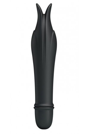 Чёрный миниатюрный вибромассажер Edward с усиками - 14,5 см.