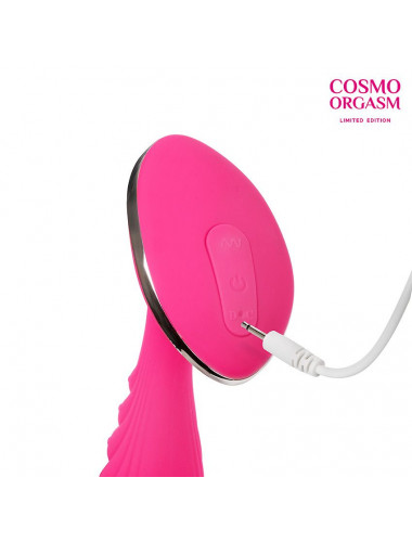 Розовый фигурный вибростимулятор для G-массажа - 16 см.