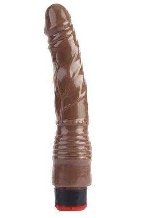 Коричневый вибратор-реалистик 8.8 Vibrating Dildo - 21,5 см.