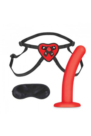 Красный поясной фаллоимитатор Red Heart Strap on Harness   5in Dildo Set - 12,25 см.