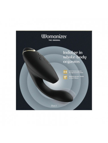 Черный бесконтактный клиторальный стимулятор Womanizer Duo 2