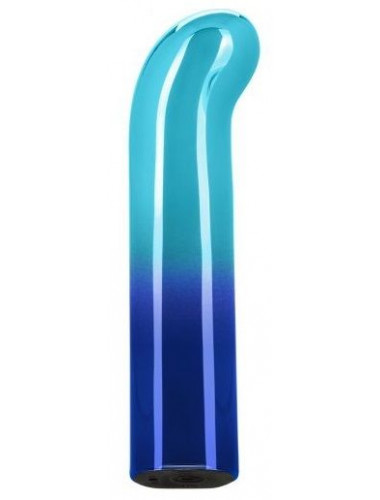 Голубой изогнутый мини-вибромассажер Glam G Vibe - 12 см.