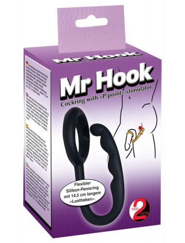 Эрекционное кольцо с анальным стимулятором Mr Hook