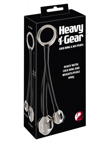 Эрекционное кольцо с 2 фигурными подвесами Heavy Gear cock ring   ass plugs