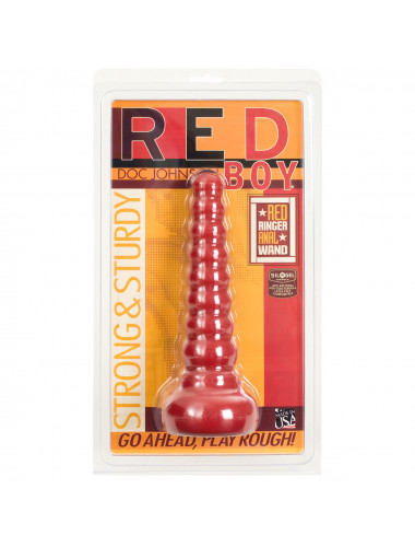 Ребристая анальная втулка Red Boy Anal Wand Butt Plug - 21,3 см.