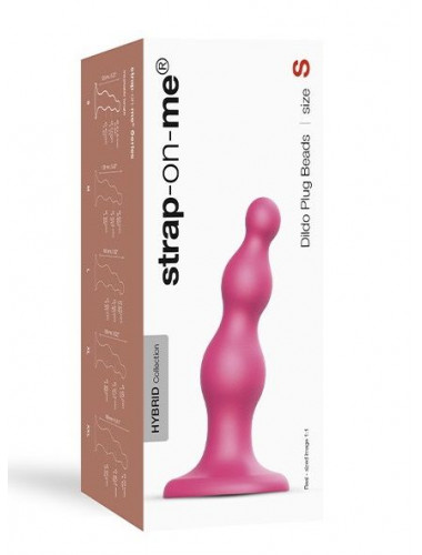 Розовая насадка Strap-On-Me Dildo Plug Beads size S