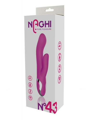 Розовый вибратор-кролик NAGHI NO.43 RECHARGEABLE DUO VIBRATOR - 23 см.