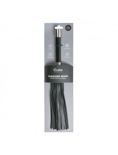 Черная плеть Easytoys Flogger With Metal Grip - 38 см.