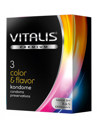 Цветные ароматизированные презервативы VITALIS PREMIUM color   flavor - 3 шт.
