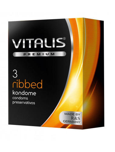 Ребристые презервативы VITALIS PREMIUM ribbed - 3 шт.