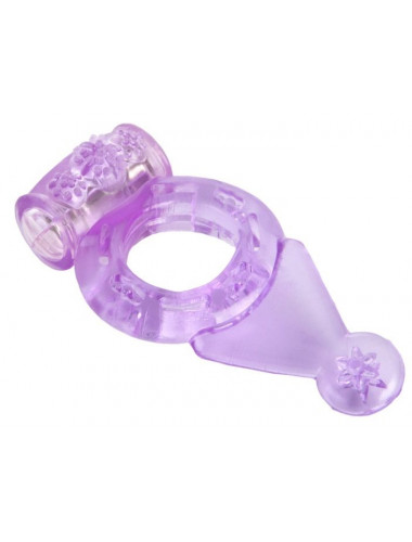 Кольцо эрекционное с вибрацией и хвостиком фиолетовое