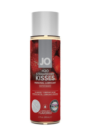 Лубрикант на водной основе с ароматом клубники JO Flavored Strawberry Kisses - 60 мл.
