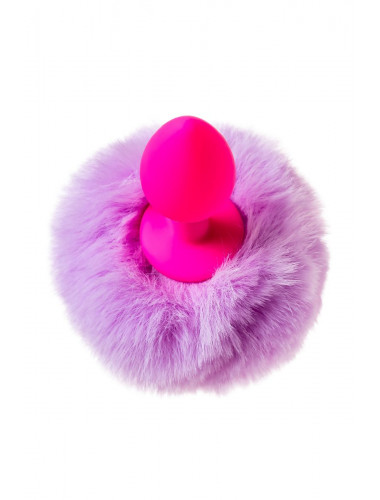Анальная втулка розовая с фиолетовым хвостом кролика 13 см