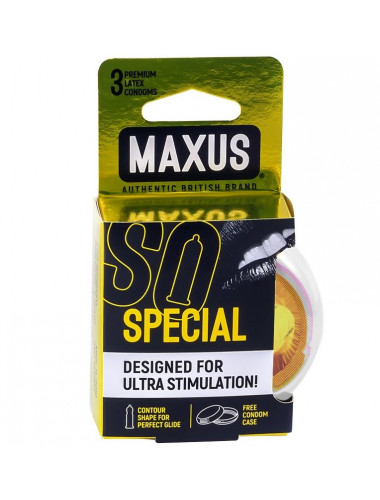 Презервативы с точками и рёбрами в пластиковом кейсе MAXUS AIR Special - 3 шт.