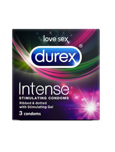 Рельефные презервативы со стимулирующей смазкой Durex Intense Orgasmic - 3 шт.