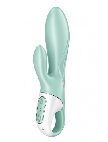 Зеленый вибратор-кролик Satisfyer Air Pump Bunny 5+ с функцией расширения - 20,4 см.