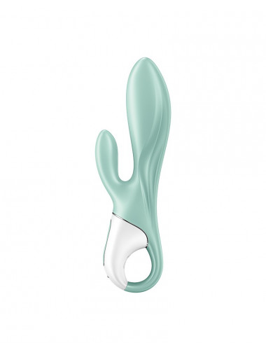 Зеленый вибратор-кролик Satisfyer Air Pump Bunny 5+ с функцией расширения - 20,4 см.