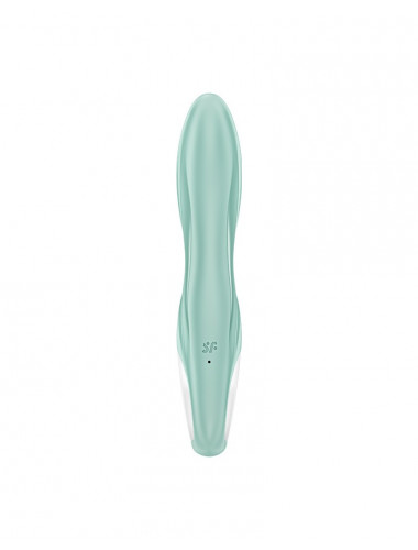 Зеленый вибратор-кролик Satisfyer Air Pump Bunny 5+ с функцией расширения - 20,4 см.