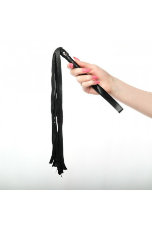 Черная плеть из эко-кожи с витой ручкой - 55 см.