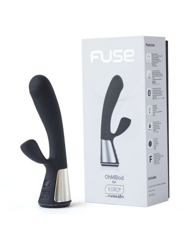 Чёрный интерактивный вибратор Kiiroo Ohmibod Fuse - 18 см.