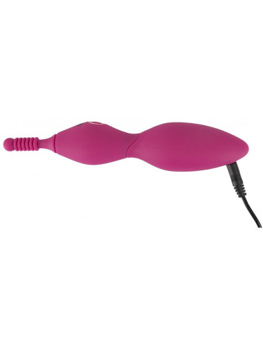 Ярко-розовый клиторальный вибратор с 3 насадками Spot Vibrator with 3 Tips - 17,9 см.