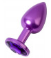 Анальная втулка фиолетовая с фиолетовым кристаллом small 7,2 см