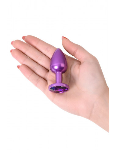 Анальная втулка фиолетовая с фиолетовым кристаллом small 7,2 см