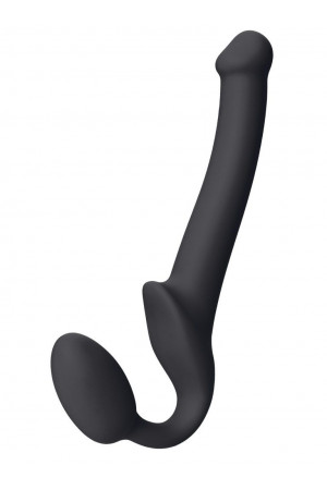 Черный безремневой страпон Silicone Bendable Strap-On - size S