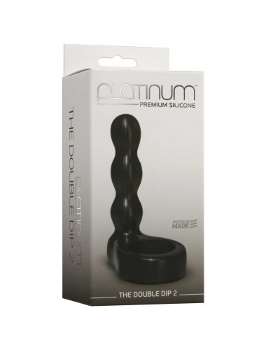 Черный анальный стимулятор с силиконовым кольцом Platinum Premium Silicone - The Double Dip 2 - Black