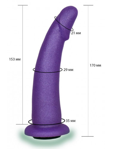 Фиолетовая гладкая изогнутая насадка-плаг - 17 см.